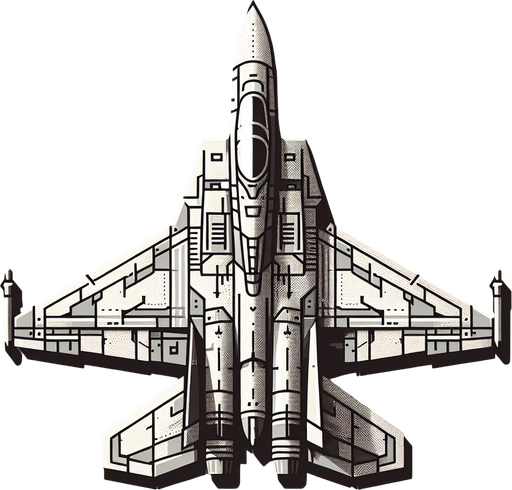 Fighter jet.
Single Game Texture. In-Game asset. 2d. Blank background. High contrast. No shadows.