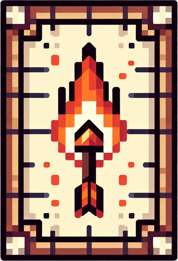 Wide Fire arrow sprite sheet.
Single Game Texture. In-Game asset. 2d. Blank background. High contrast. No shadows.