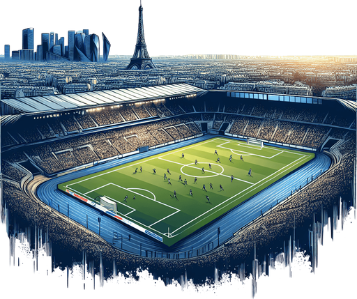 Stade de foot à Paris.
Single Game Texture. In-Game asset. 2d. Blank background. High contrast. No shadows.