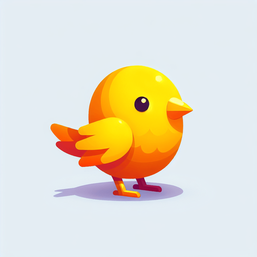 A yellow bird.
Single Game Texture. In-Game asset. 2d. Blank background. High contrast. No shadows.