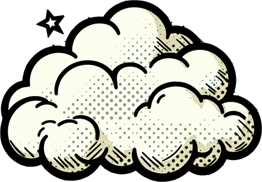 A cloud in a comic style Single Game Texture. In-Game asset. 2d. Blank background. High contrast. No shadows.