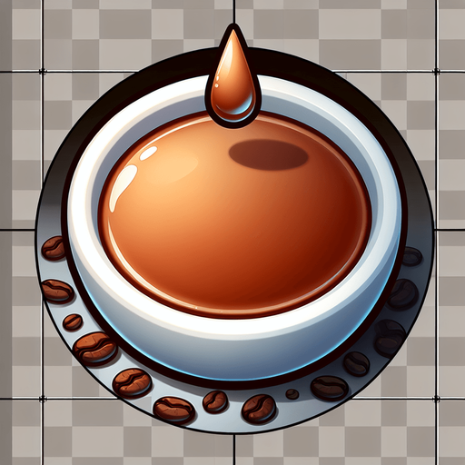 Coffee droplet..
Single Game Texture. In-Game asset. 2d. Blank background. High contrast. Shadows at the bottom.