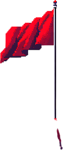 pixel art of a tall, red flag.
2d. white background. High contrast. shadowless.