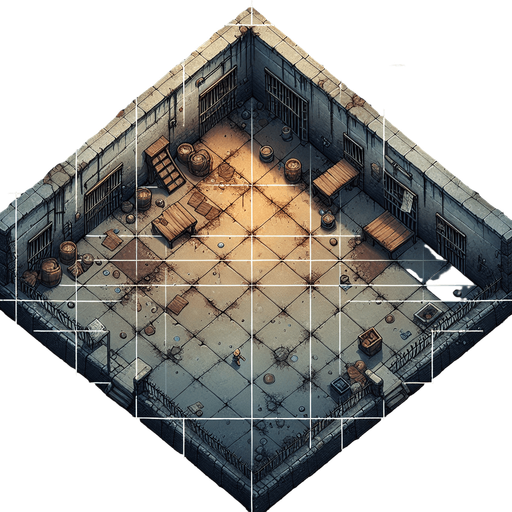 Top down view of a Dirty prison floor.
Single Game Texture. In-Game asset. 2d. Blank background. High contrast. No shadows.