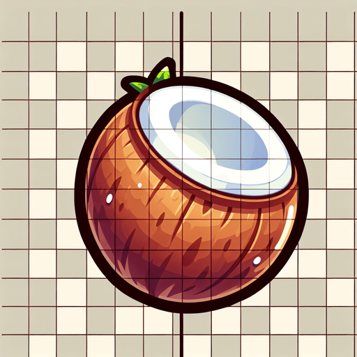 A toon cconut..
Single Game Texture. In-Game asset. 2d. Blank background. High contrast. No shadows.