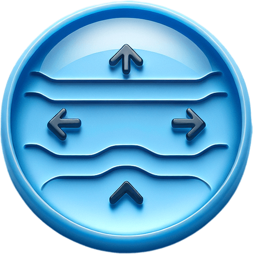 top view of a concave blue (0xADD8E6) plastic button. 4 small black directionnal chevrons engraved : right, left, top , bottom..
Photorealistic