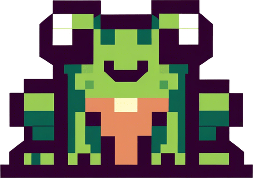 cute jumping frog seen from the frog. ixelated. 8-bit