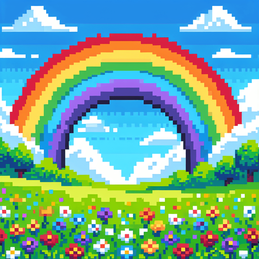 rainbow.
Pixel art.