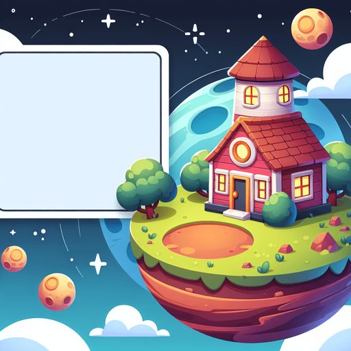 round house planet, cartoon Single Game Texture. In-Game asset. 2d. Blank background. High contrast.