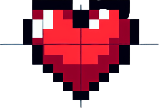 Pixel art heart icon . Single Game Texture. In-Game asset. 2d. Blank background. High contrast. No shadows.