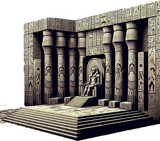 Interior of Egyptian temple ruin in outerspace..
Single Game Texture. In-Game asset. 2d. Blank background. High contrast. No shadows.