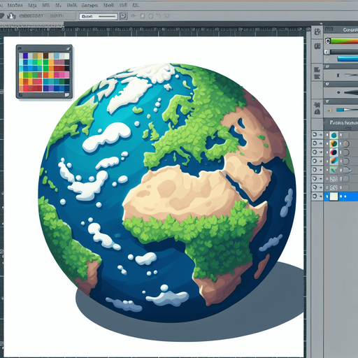 Earth hemisphere.
Single Game Texture. In-Game asset. 2d. Blank background. High contrast. No shadows.