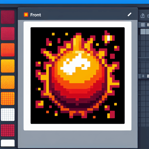 fireball icon, front view, I want the art style to reflect a classic 16-bit retro pixel art aesthetic, reminiscent of early 1990s RPGs with vibrant colors..
Single Game Texture. In-Game asset. 2d. Blank background. High contrast. No shadows.