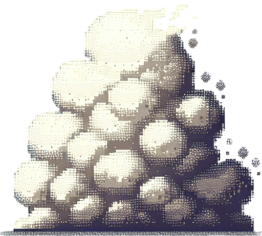 dusty snow puff. Single Game Texture. In-Game asset. 2d. Blank background. High contrast. No shadows. pixelated. 8 bit