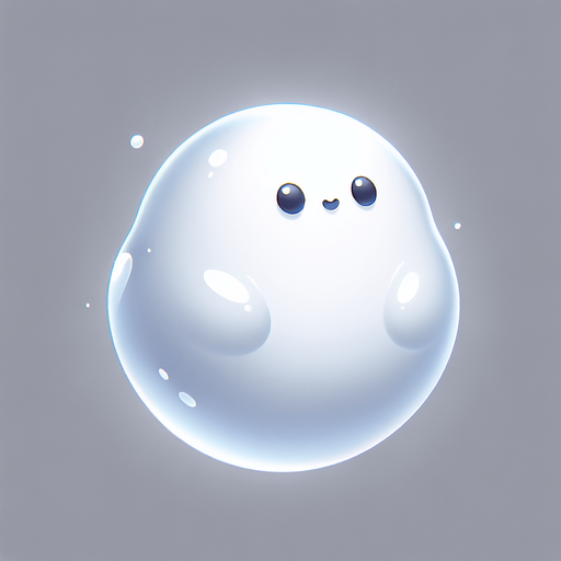 minimal white translucid blob character (like in blobby volley)...