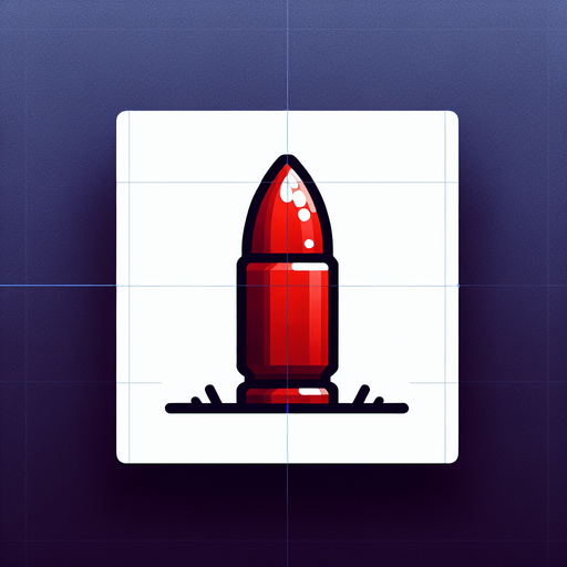 Red bullet facing towards the bottom of the game.
Single Game Texture. In-Game asset. 2d. Blank background. High contrast. No shadows.