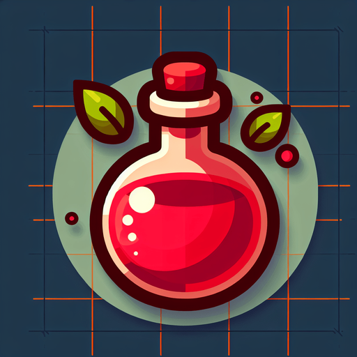 The red potion.
Single Game Texture. In-Game asset. 2d. Blank background. High contrast. No shadows.