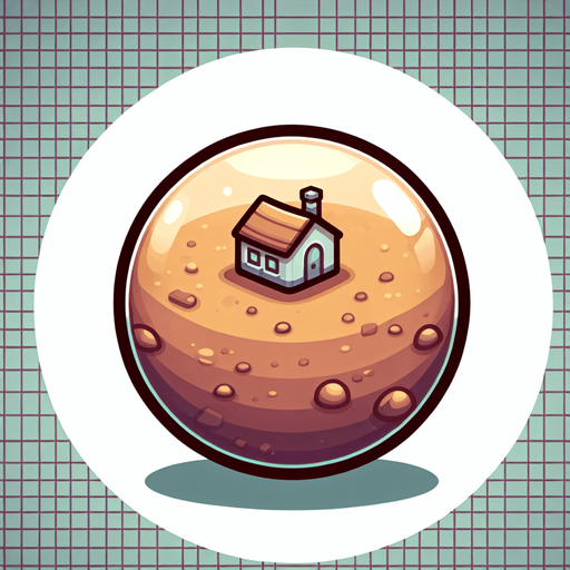 round house planet, cartoon Single Game Texture. In-Game asset. 2d. Blank background. High contrast. No shadows.