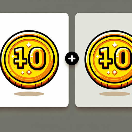 A yellow coin wher we can see '+10' written on it..
Single Game Texture. In-Game asset. 2d. Blank background. High contrast. No shadows.