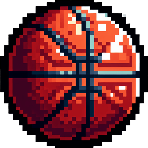 8-Bit basketball. No lighting is present on the ball. The lighting does not affect the look of the ball..
Single Game Texture. In-Game asset. 2d. Transparent background. High contrast. No shadows.