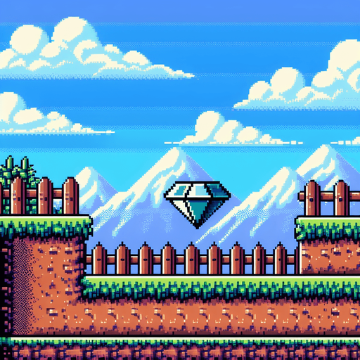 8bit cartoon diamond..
Single Game Texture. In-Game asset. 2d. Blank background. High contrast. No shadows.