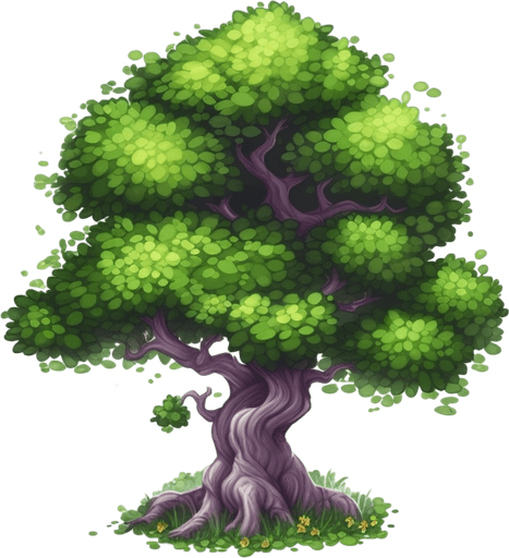 single background tree, full view.
Game Texture. In-Game asset. 2d. Pixelart. White background. Blank background. Low detail. High contrast.