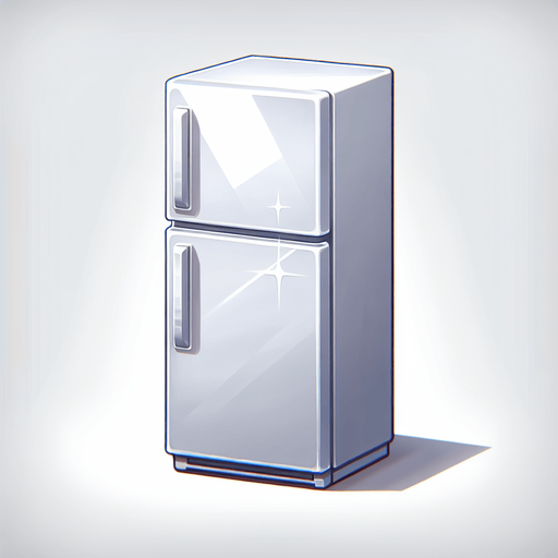 a simple fridge.
Single Game Texture. In-Game asset. 2d. Blank background. High contrast. No shadows.