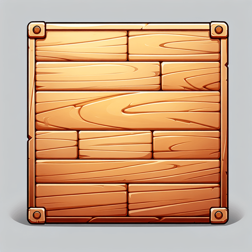 Cartoon. Wood board. In game asset. Single Game Texture. In-Game asset. 2d. Blank background. High contrast. No shadows.