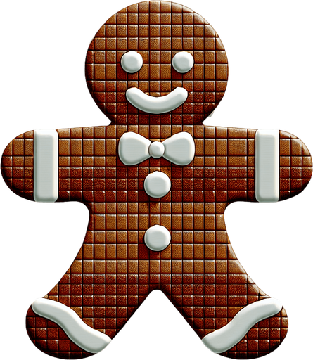 a christmas gingerbrean man. plastic style. Single Game Texture. In-Game asset. 2d. Blank background. High contrast. No shadows.