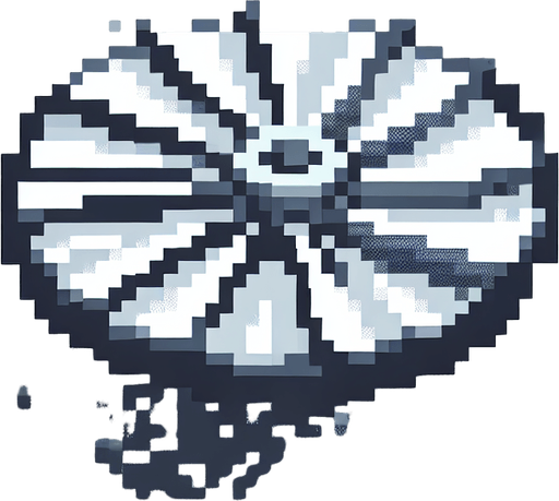 spinning rotor blade. isometric particle effect. pixelated. 8 bit..
Single Game Texture. In-Game asset. 2d. Blank background. High contrast. No shadows.