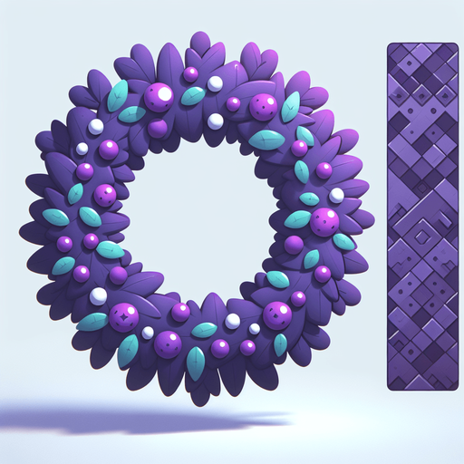 Simple Cartoon Christmas wreath. Purple
Single Game Texture. In-Game asset. 2d. Blank background. High contrast. No shadows.