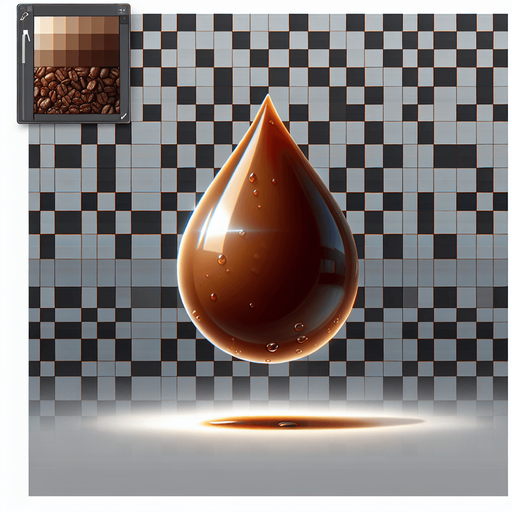 Coffee droplet..
Single Game Texture. In-Game asset. 2d. Blank background. High contrast. Shadows at the bottom.