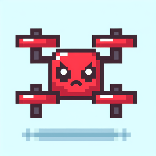 cute red enemy flying drone. angry eyes. pixelated. 8 bit..
Single Game Texture. In-Game asset. 2d. Blank background. High contrast. No shadows.