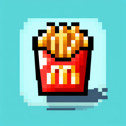 macdonalds fries but with the M letter rotated so it looks like a 3. pixelated. 8 bit.
Single Game Texture. In-Game asset. 2d. Blank background. High contrast. No shadows.