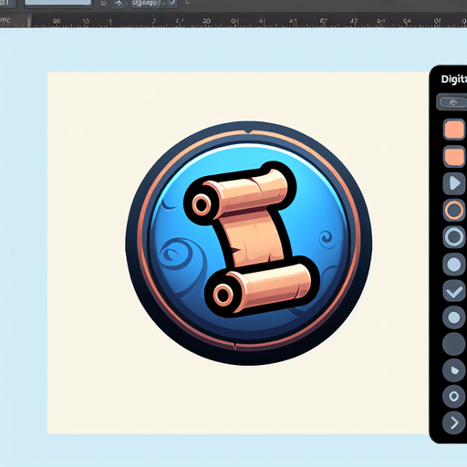 a button with a scroll on it.
Single Game Texture. In-Game asset. 2d. Blank background. High contrast. No shadows.