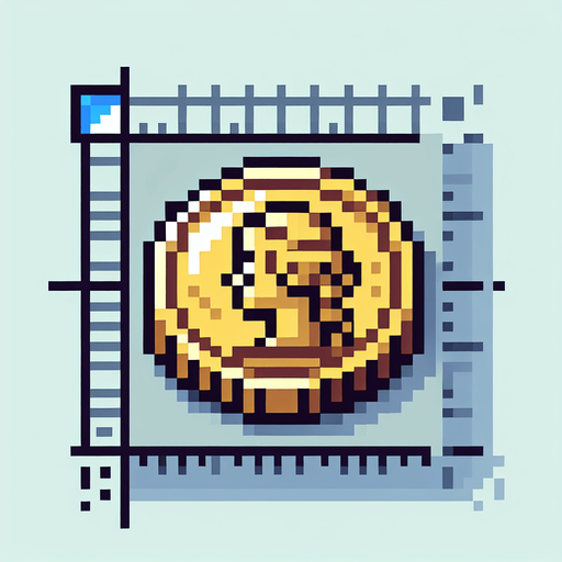 Pixel art coin for platform computer game.
Single Game Texture. In-Game asset. 2d. Blank background. High contrast. No shadows.