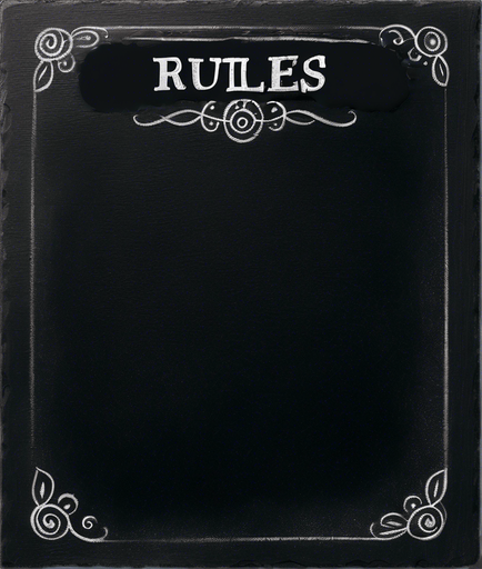 "RULES" handwritten in chalk