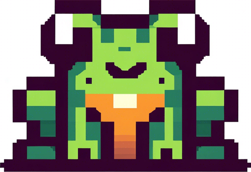 cute jumping frog seen from the frog. ixelated. 8-bit