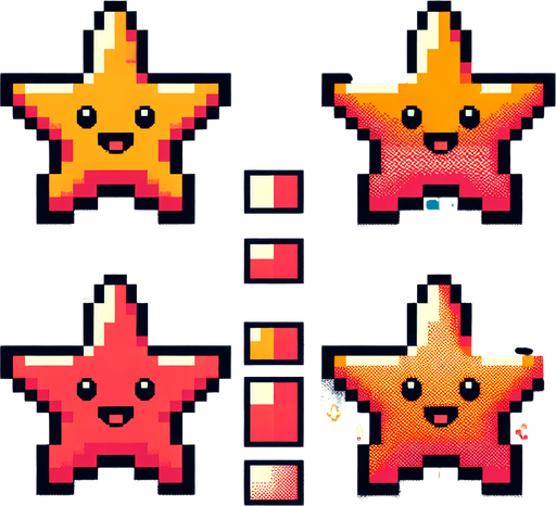 8-bit. cartoon. starfish.
Single Game Texture. In-Game asset. 2d. Blank background. High contrast. No shadows.