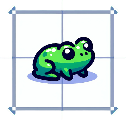 A little green frog.
Single Game Texture. In-Game asset. 2d. Blank background. High contrast. No shadows.