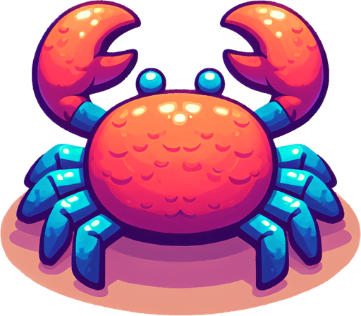 create a cartoon-style illustration of a crab from the back.
Single Game Texture. In-Game asset. 2d. Blank background. High contrast. No shadows.