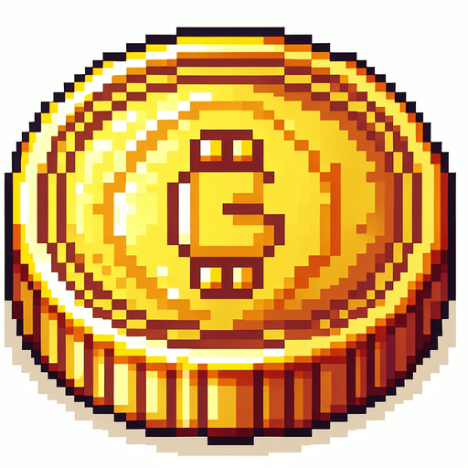 A smooth round gold coin. Pixelart. Single Game Texture. In-Game asset. 2d. Blank background. High contrast. No shadows.