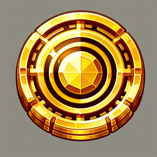 gold coin.
Single Game Texture. In-Game asset. 2d. Blank background. High contrast. No shadows.