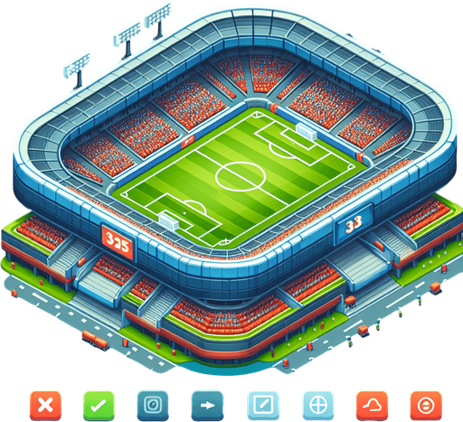 Cartoon football stadium
Single Game Texture. In-Game asset. 2d. Blank background. High contrast. No shadows.