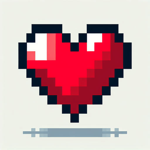 pixelated 8-bit heart.
Single Game Texture. In-Game asset. 2d. Blank background. High contrast. No shadows.