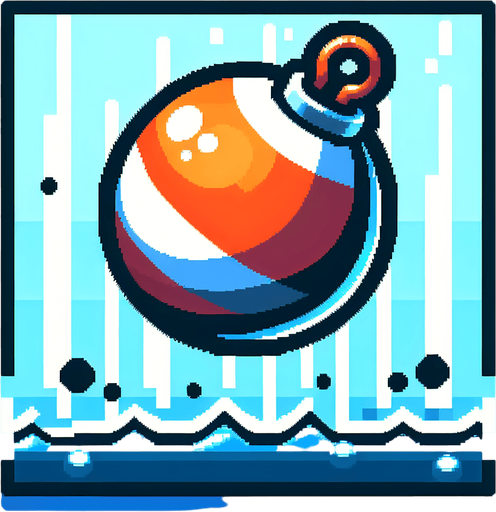 8 bit. cartoon. big buoy. floating in the water.  in game asset. no background. Single Game Texture. In-Game asset. 2d. Blank background. High contrast. No shadows.