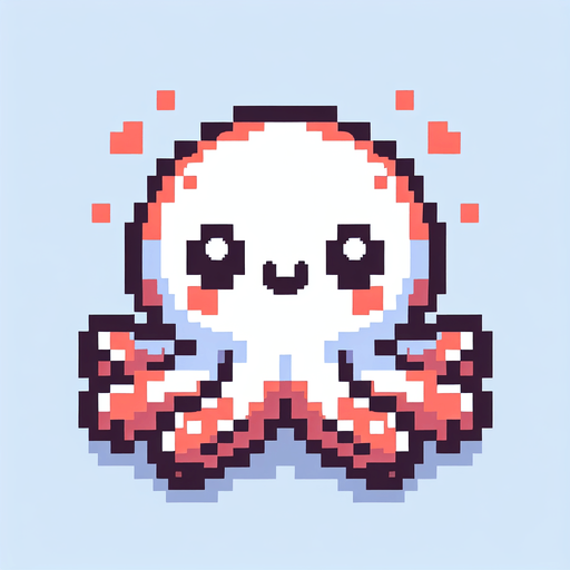 cute tiny octopus. pixelated. 8 bit.
Single Game Texture. In-Game asset. 2d. Blank background. High contrast. No shadows.