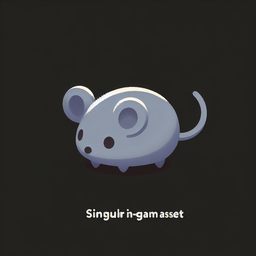 A little gray mouse.
Single Game Texture. In-Game asset. 2d. Blank background. High contrast. No shadows.