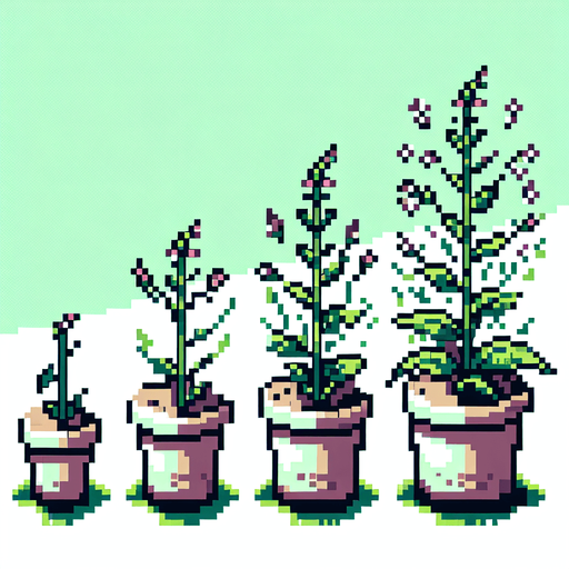 pixel art of a garden weed. Growth sprite sheet.
In-Game asset. 2d. Blank background. High contrast. No shadows.