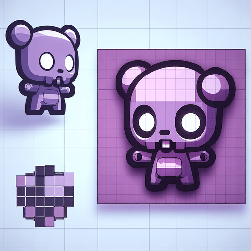 cute zombie in purple.
Single Game Texture. In-Game asset. 2d. Blank background. High contrast. No shadows. top down view. bird view